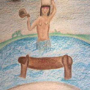 Desenho indígena – Mulher buscando água