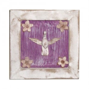 Pomba do divino – quadro pátina branco e roxo