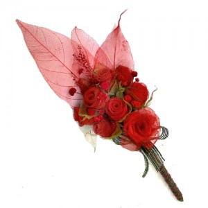 Bouquet de flores vermelhas – folhas esqueletizadas- SP