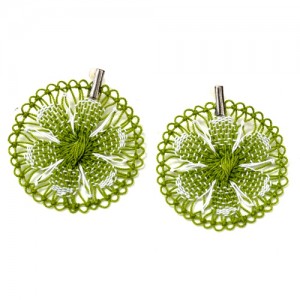Brincos de renda Nhanduti – verde – SP